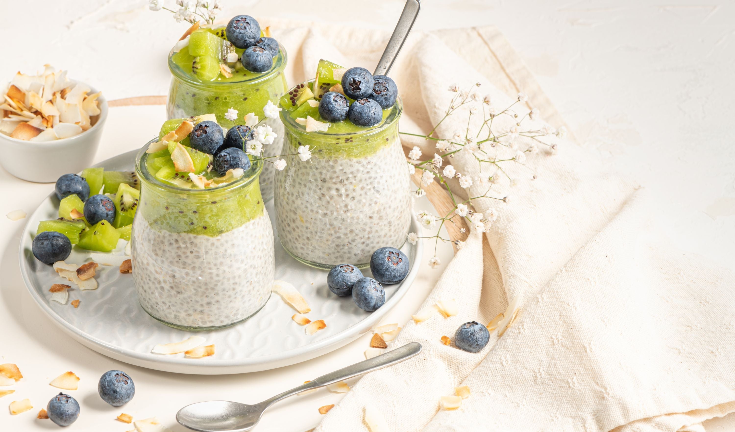 Pudding de chia collagène et kiwi