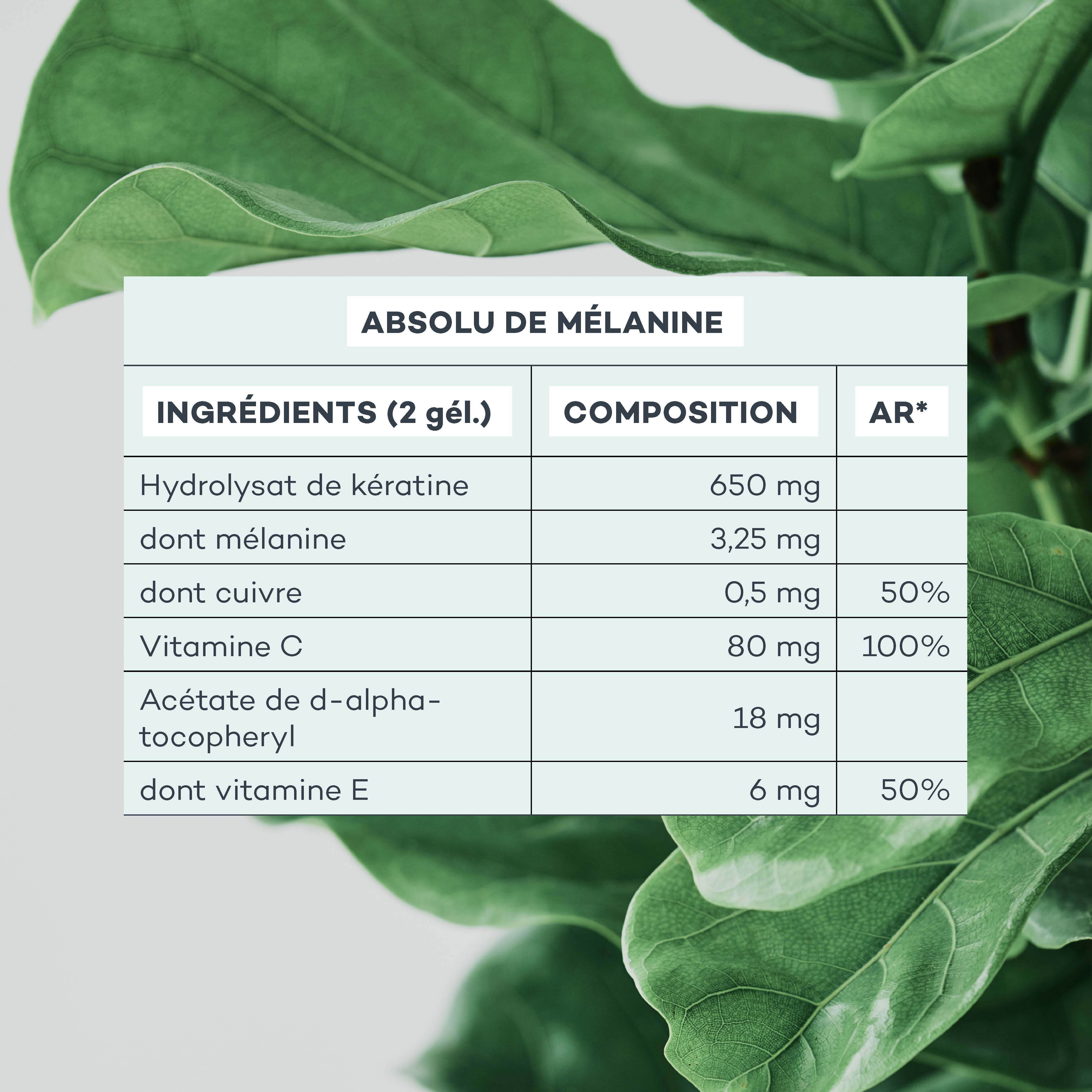 ingrédients complément alimentaire mélanine